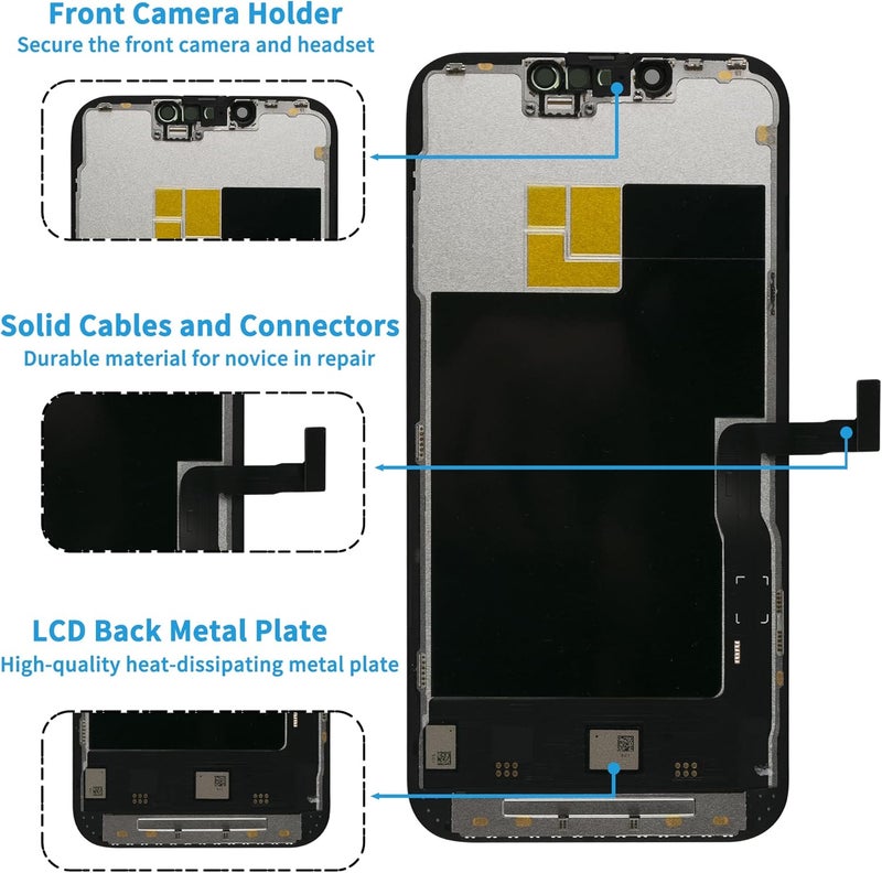 Ayake Store for iPhone 13 Pro Screen Replacement, 6.1 inch FHD LCD Display and Touch Digitizer Screen, True Tone Programmable, Face ID Remains (for A2640, A2639, A2638, A2636, A2483) - Image 3